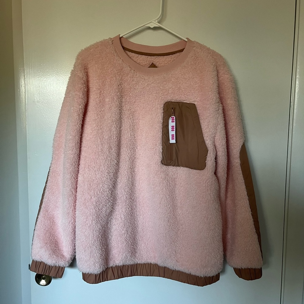 UGG NIKO SHERPA CREWNECK Sweater Sweatshirt  Pink | Size: S